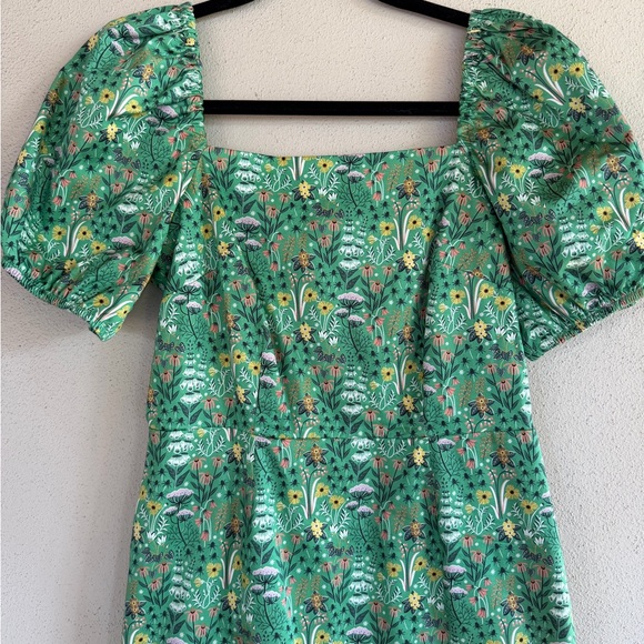 Boden Floral Green Puff Sleeve Dress - Picture 3 of 7